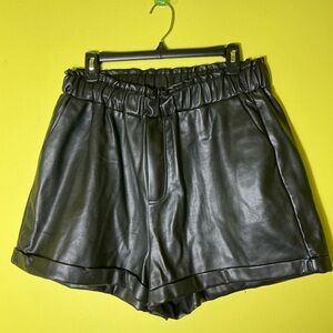 Black Faux Leather Shorts